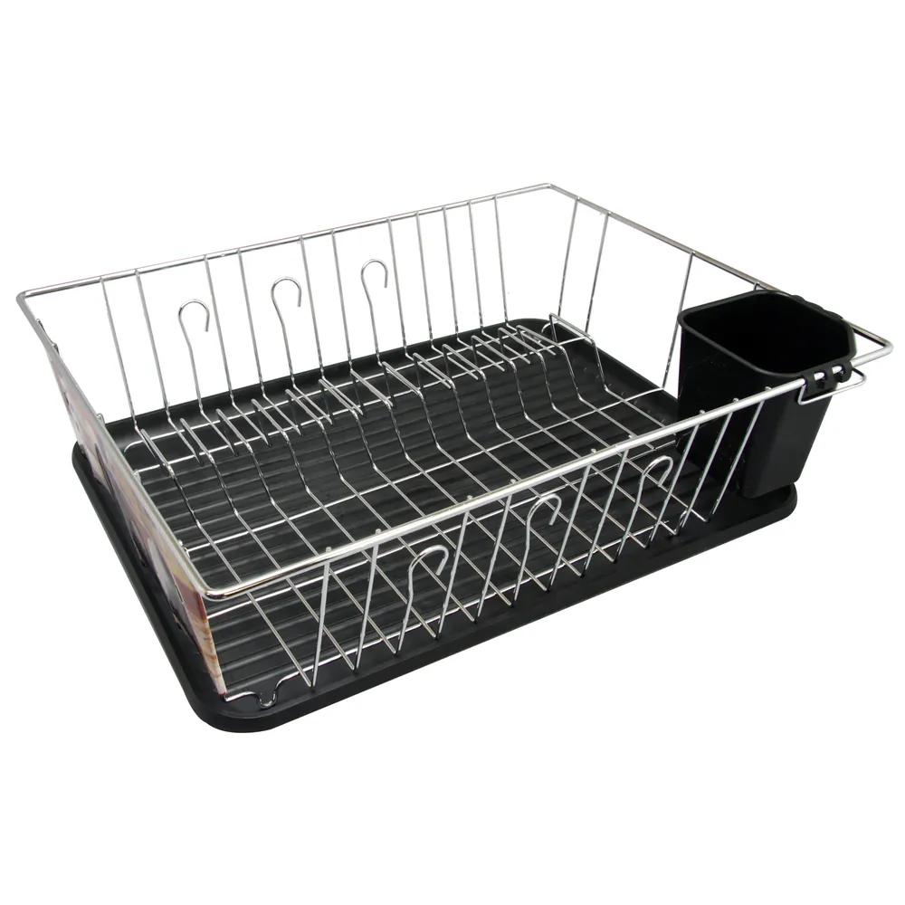BETTER CHEF DR-1603 — Better Chef 16 Inch Chrome Dish Rack with Black Draining Tray