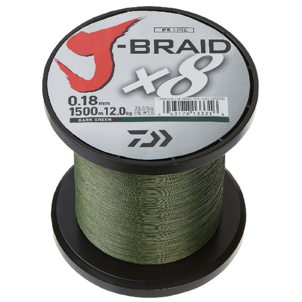 Daiwa JB4U80-3000DG - Daiwa J-Braid X4 3000 Yard Spool 80LB Test - Dark Green