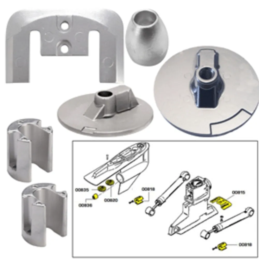Tecnoseal 20805 — Tecnoseal Anode Kit w/Hardware - Mercury Bravo 3 2004-Present - Zinc