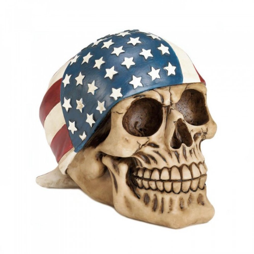 Dragon Crest 10017677 - Skull With American Flag Bandana Figurin