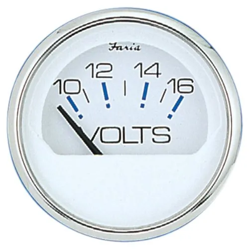Faria Beede Instruments 13805 — Faria Chesapeake White SS 2" Voltmeter (10-16 VDC)