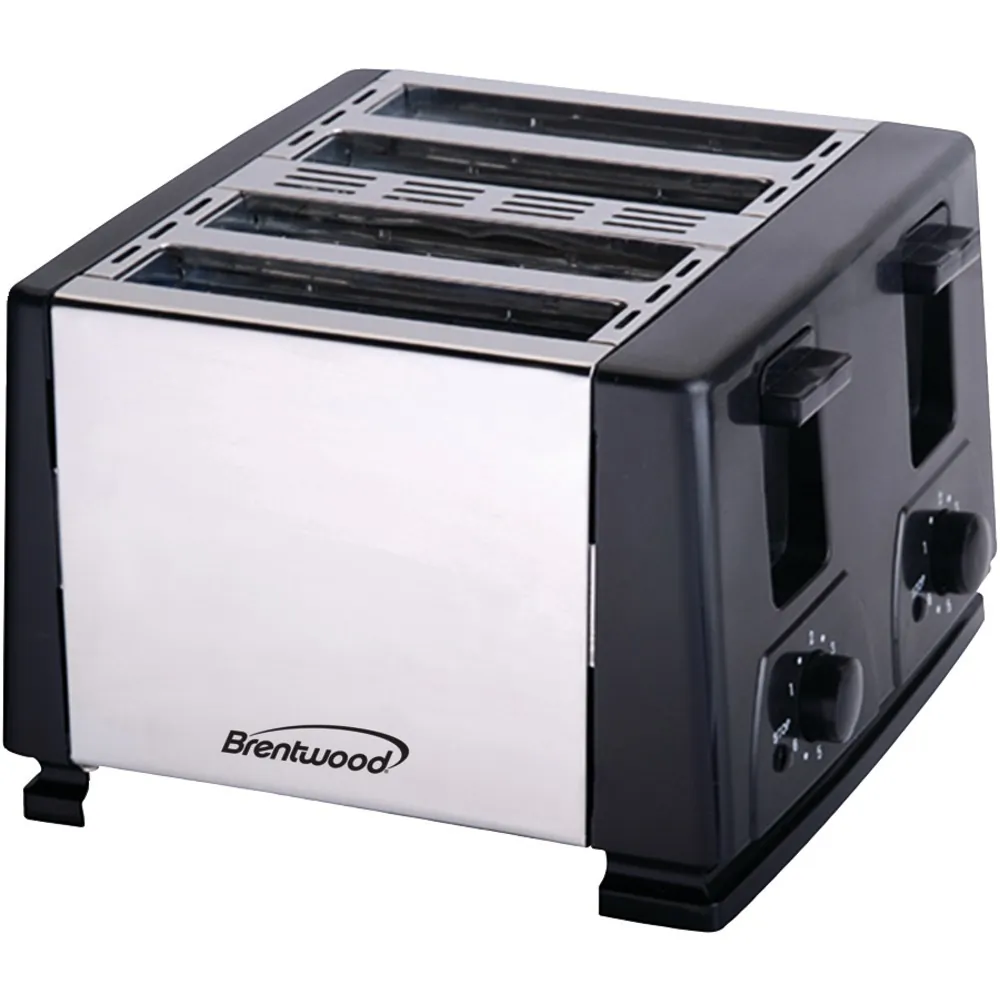 Brentwood TS-284 — Brentwood 1300W 4 Slice Toaster in Black and Silver