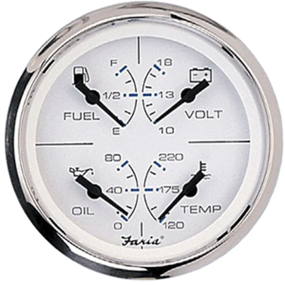 Faria Beede Instruments 33851 — Faria Chesapeake White SS 4" Multifunction Gauge