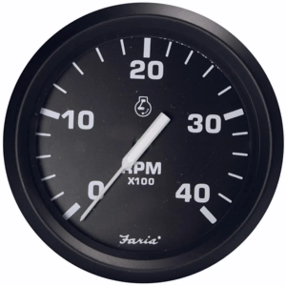 Faria Beede Instruments 32803 — Faria Euro Black 4" Tachometer - 4000 RPM (Diesel - Magnetic Pick-Up)
