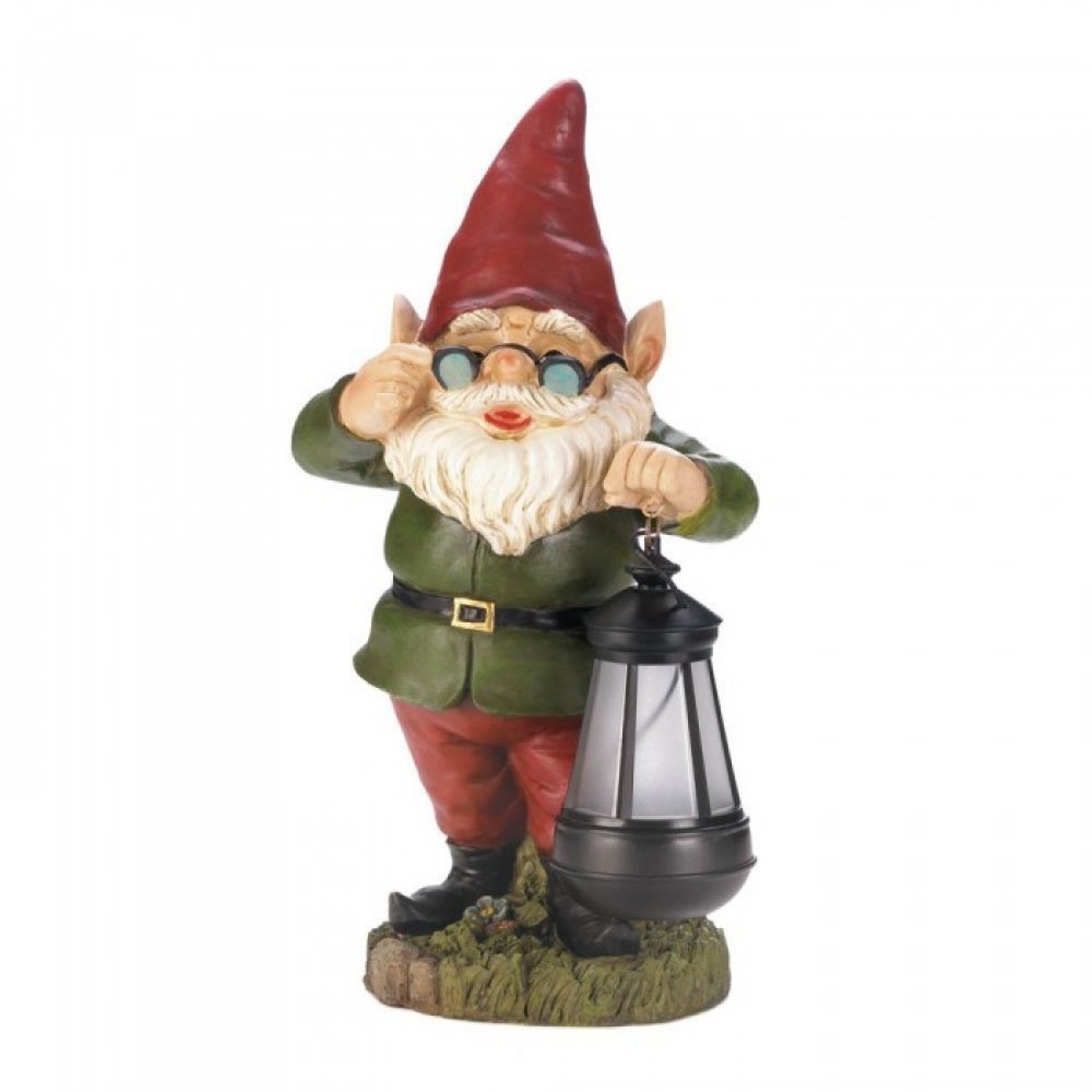 Summerfield Terrace 10018236 - Solar Lantern Keeper Gnome Statue