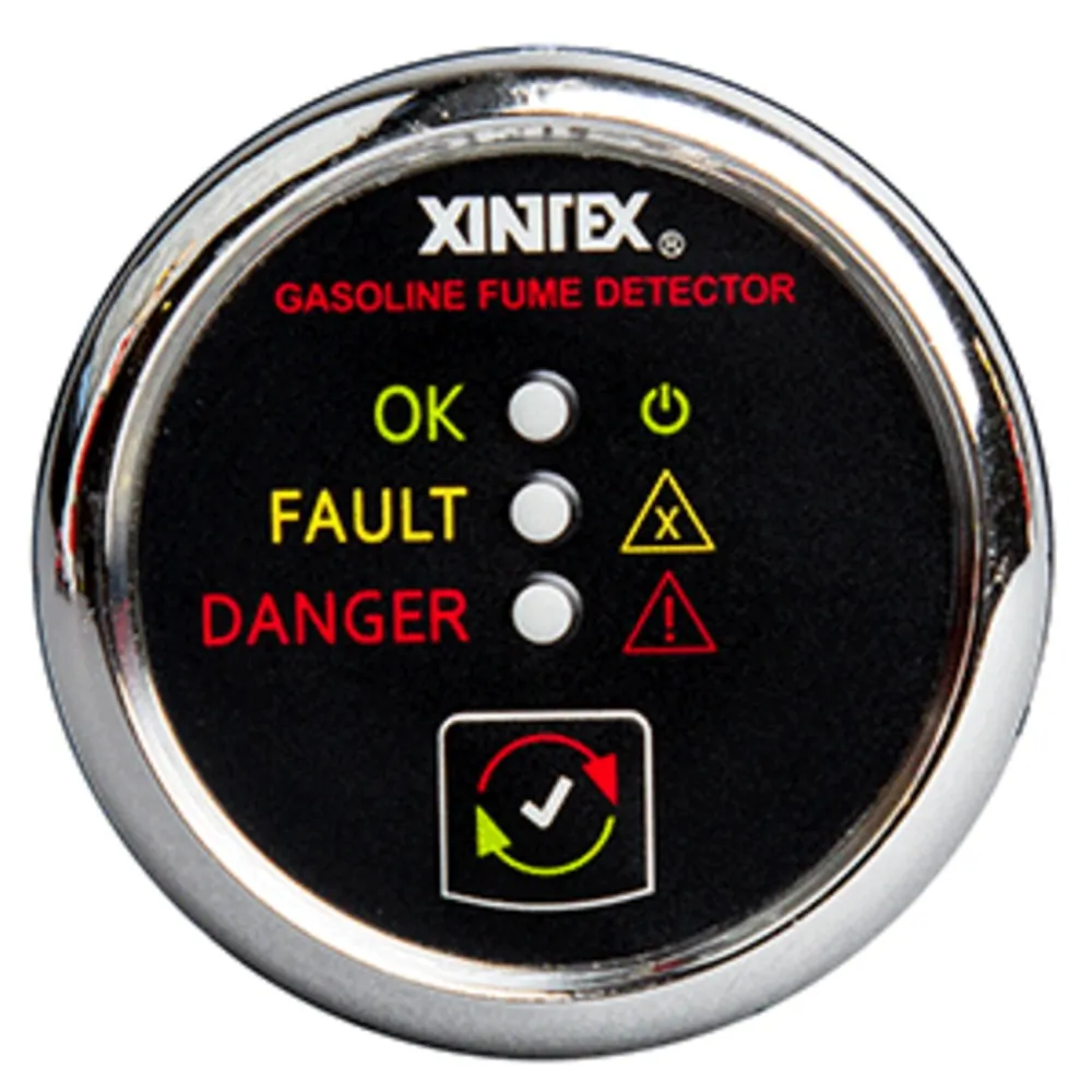 Fireboy-Xintex G-1C-R — Xintex Gasoline Fume Detector & Alarm w/Plastic Sensor - Chrome Bezel Display