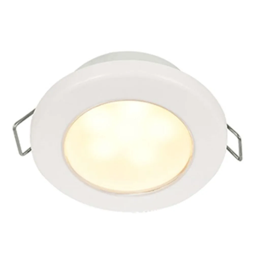 Hella Marine 958109511 — Hella Marine EuroLED 75 3" Round Spring Mount Down Light - Warm White LED - White Plastic Rim - 12V