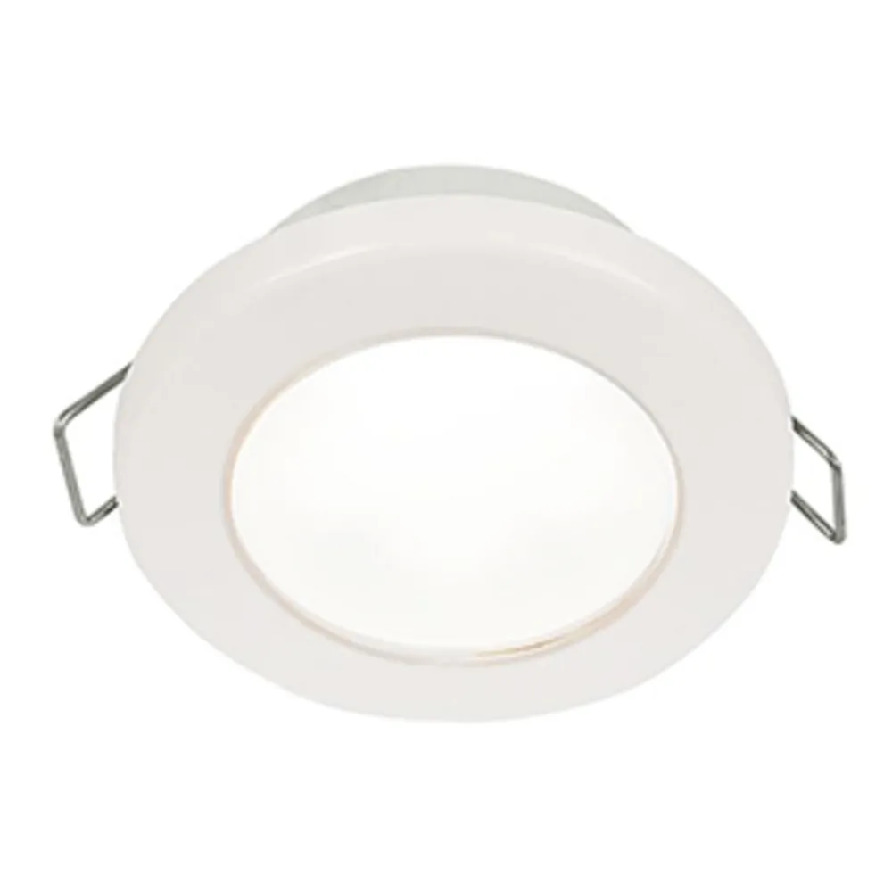 Hella Marine 958110511 — Hella Marine EuroLED 75 3" Round Spring Mount Down Light - White LED - White Plastic Rim - 12V