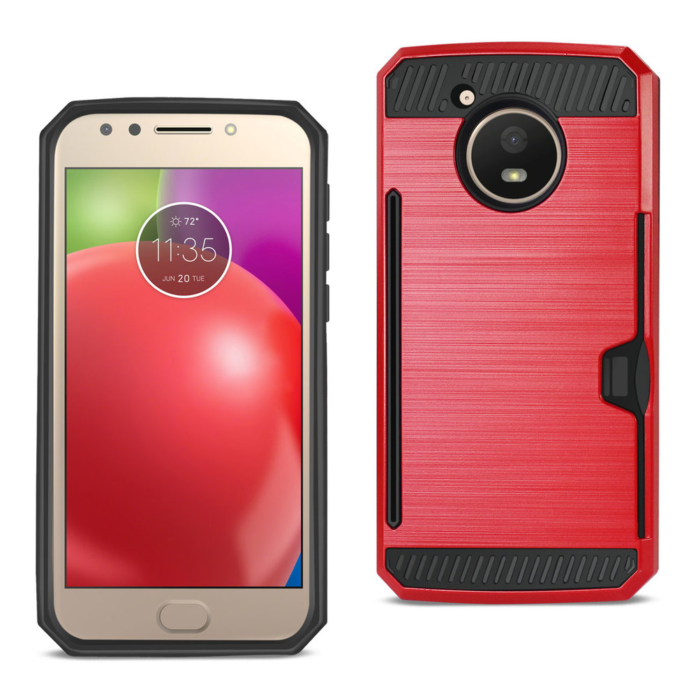 Motorola SPWC01-MOTOE4RD - REIKO MOTOROLA MOTO E4 ACTIVE SLIM ARMOR HYBRID CASE WITH CA