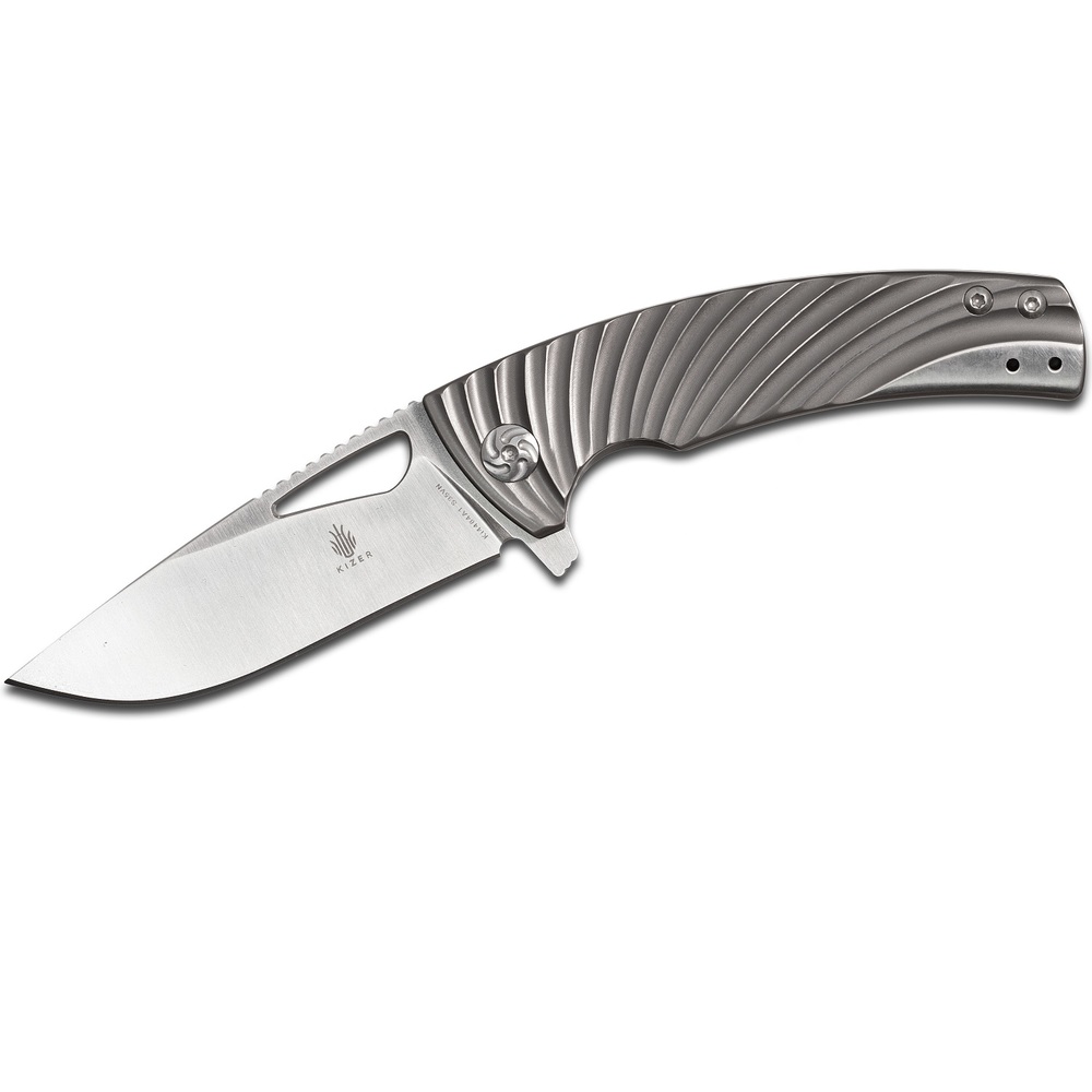 Kizer Cutlery KI4484A1 - Kizer Kyre 3.375 Flipper - Textured Ti - Satin Plain