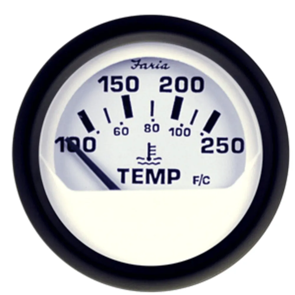 Faria Beede Instruments 12904 — Faria Euro White 2" Water Temperature Gauge (100-250°F)