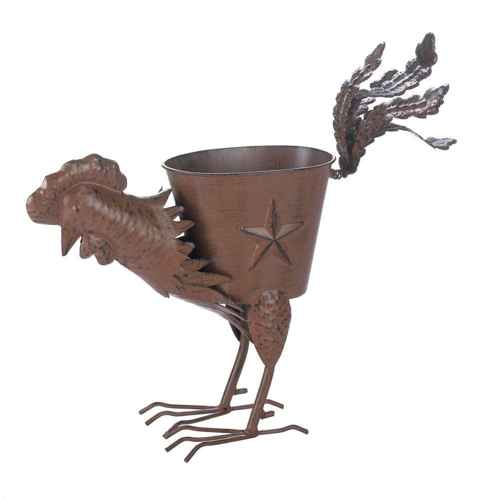 Summerfield Terrace 10017250 - Rooster Planter With Multiple Feathers