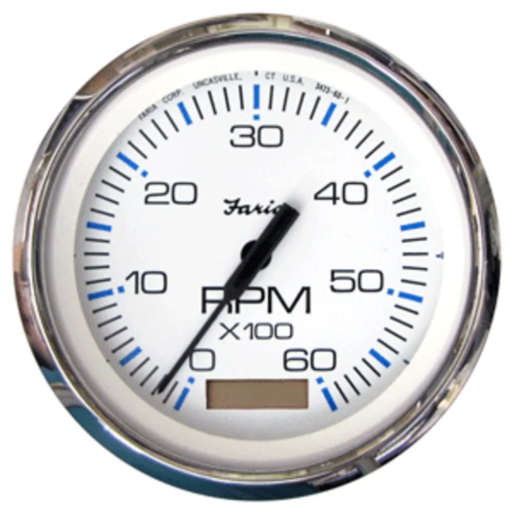 Faria Beede Instruments 33832 — Faria Chesapeake White SS 4" Tachometer w/Hourmeter - 6000 RPM (Gas)(Inboard)