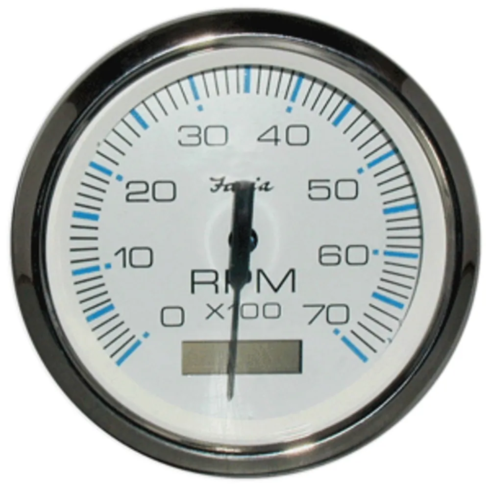 Faria Beede Instruments 33840 — Faria Chesapeake White SS 4" Tachometer w/Hourmeter - 7000 RPM (Gas) (Outboard)