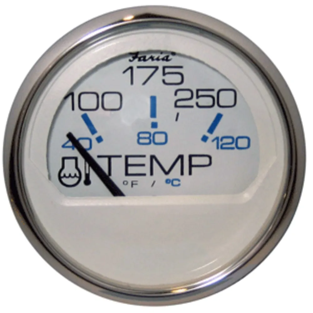 Faria Beede Instruments 13804 — Faria Chesapeake White SS 2" Water Temperature Gauge (100-250°F)