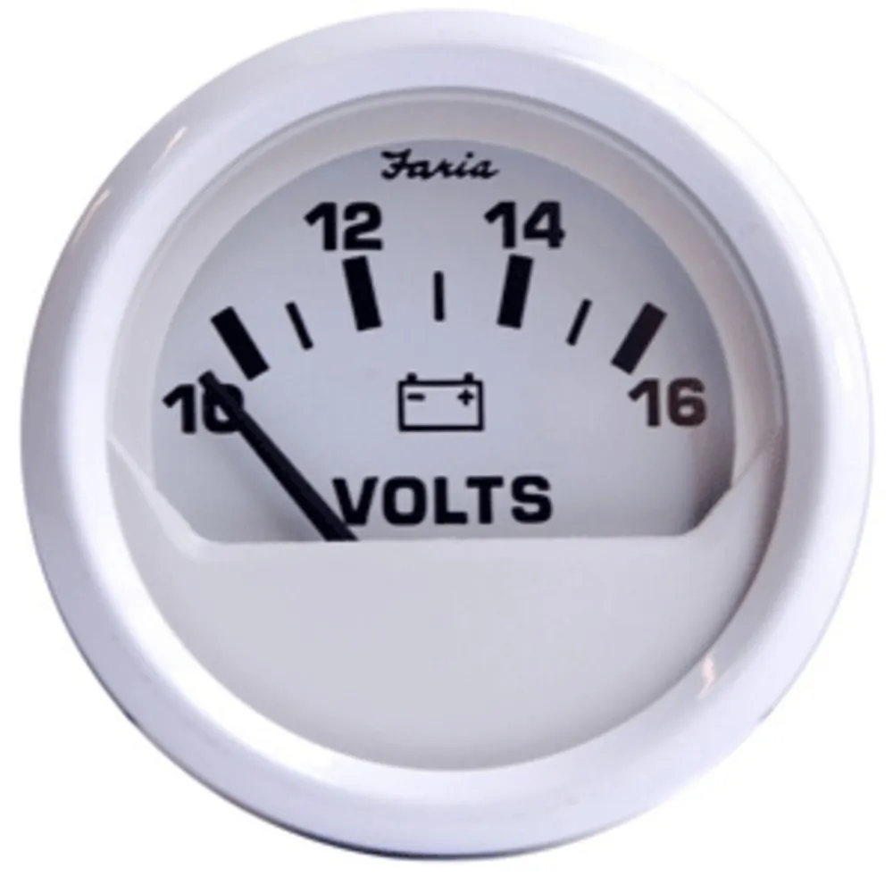 Faria Beede Instruments 13120 — Faria Dress White 2" Voltmeter (10-16 VDC)