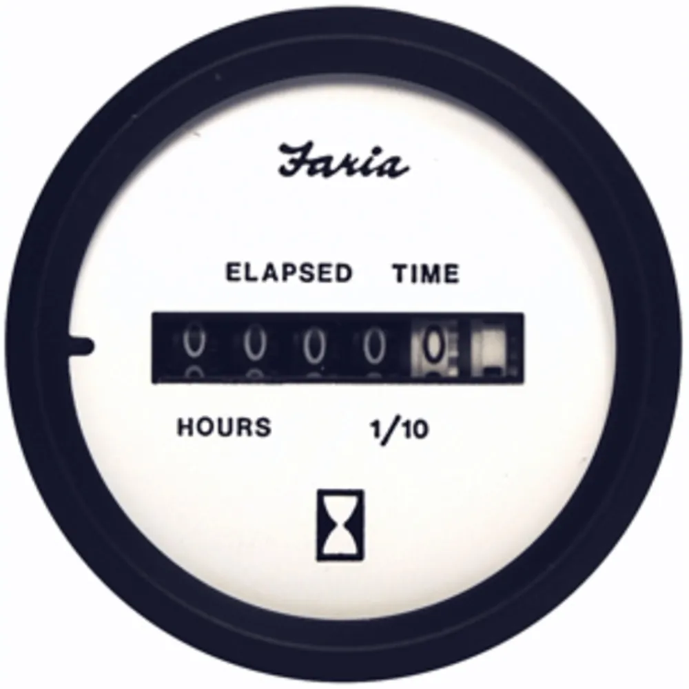 Faria Beede Instruments 12913 — Faria Euro White 2" Hourmeter (Digital)