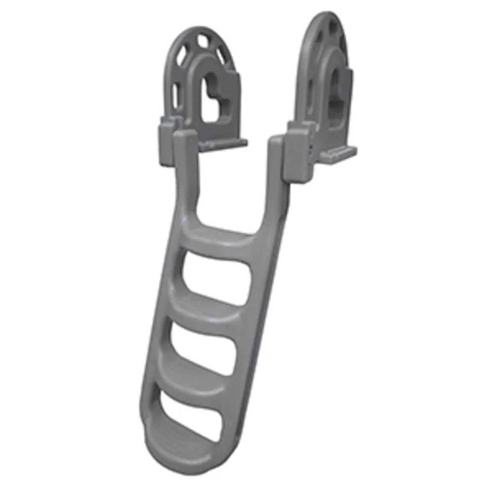 Dock Edge 2084-F — Dock Edge Stand-Off Flip-Up Polyethylene Roto Molded 4-Step Dock Ladder - Grey