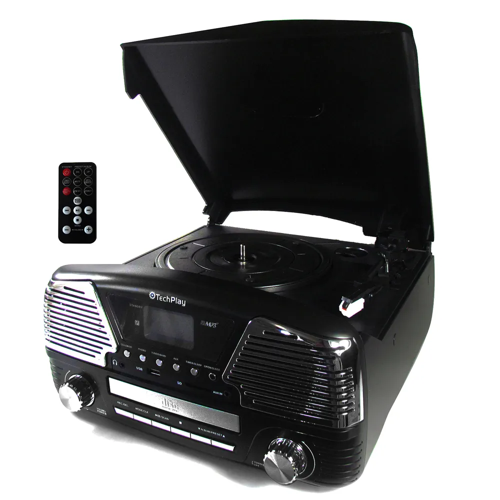 TECHPLAY ODC35BT-BLK - TechPlay 3 Speed Bluetooth Turntable in Black