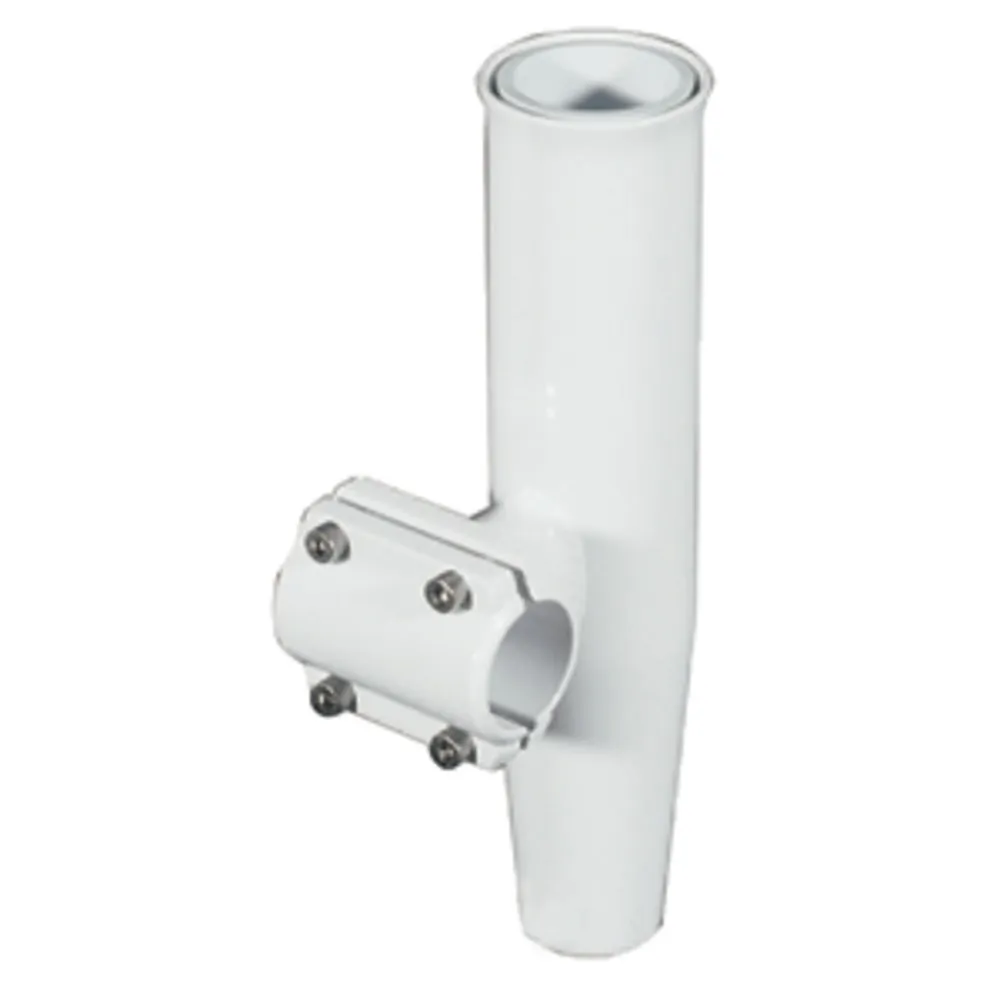 Lees Tackle RA5203WH — Lee's Clamp-On Rod Holder - White Aluminum - Horizontal Mount - Fits 1.660" O.D. Pipe