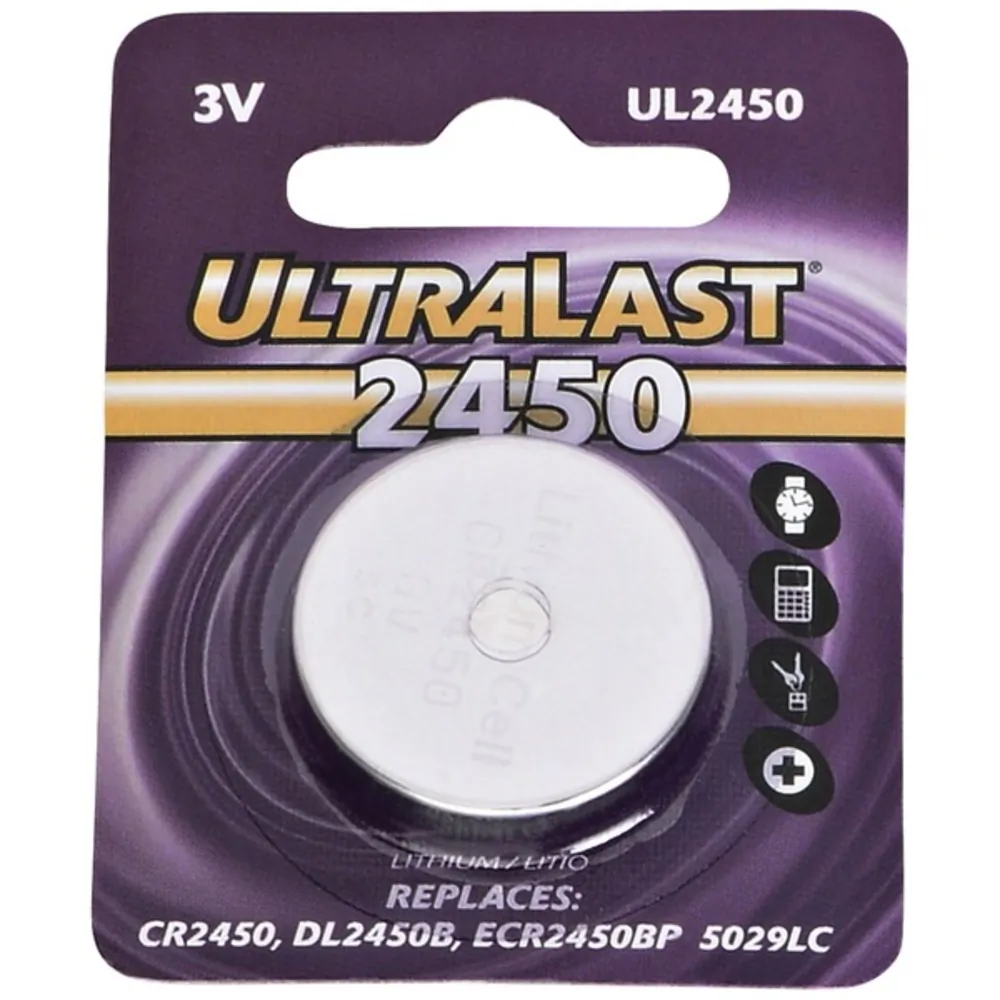 ULTRALAST DOTUL2450 — Ultralast(R) UL2450 UL2450 CR2450 Lithium Coin Cell Battery
