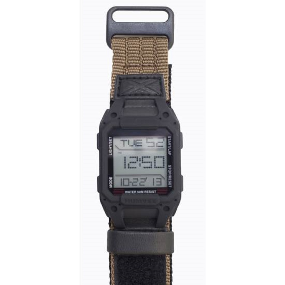 Humvee HMV-W-RCN-BLK - Humvee Mens Recon Watch Tan Nylon Strap Black Face