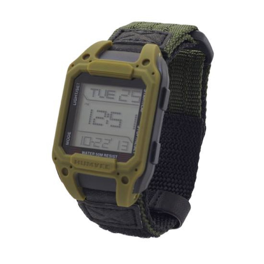 Humvee HMV-W-RCN-OD - Humvee Recon Digital Watch Olive Nylon Strap Green Face