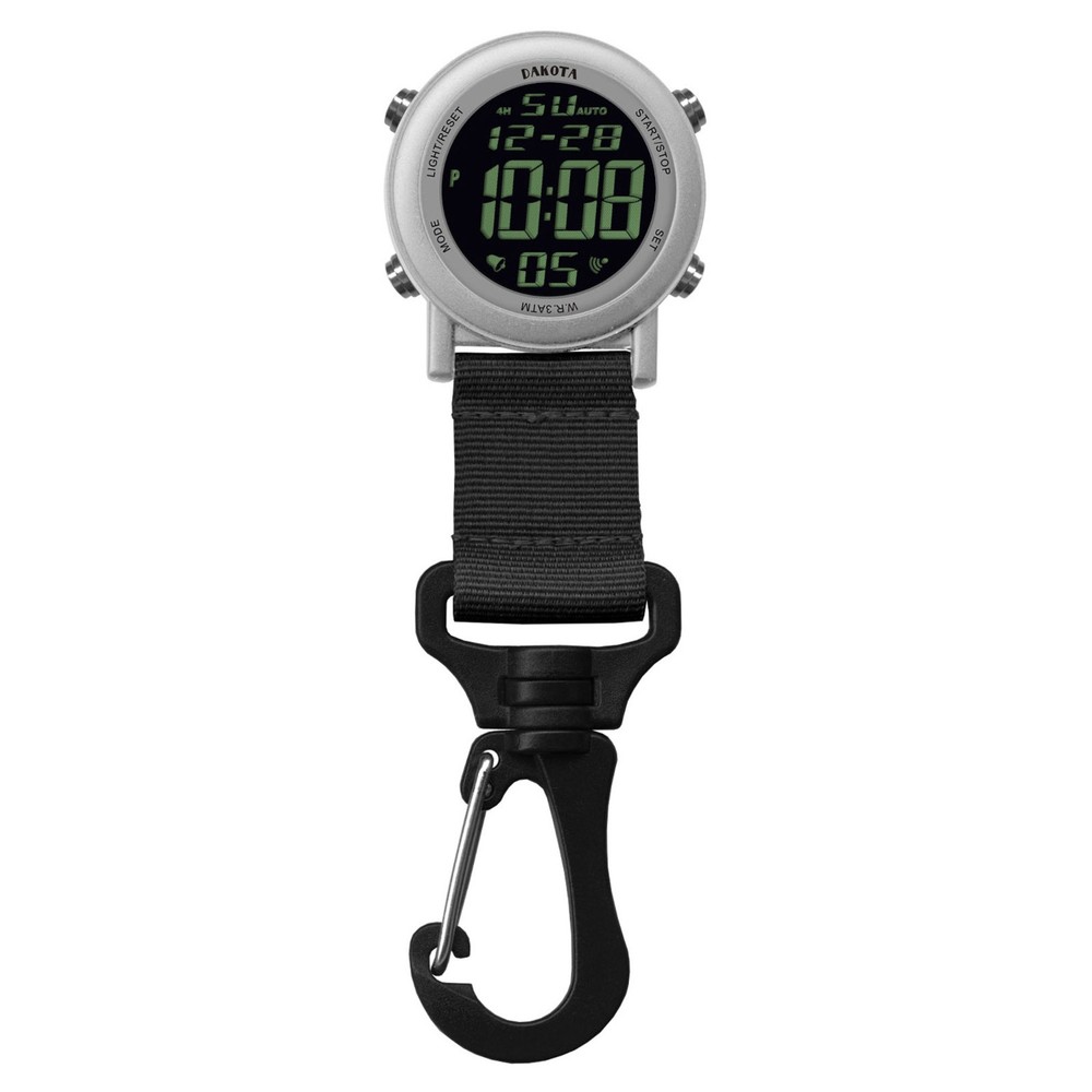 Dakota 28812 - Dakota Digital Backpacker Carabiner Clip Watch Silver