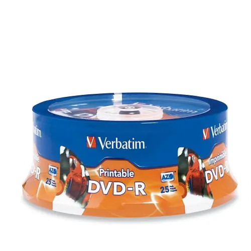 VERBATIM 96191 — Verbatim DVD-R 4.7GB 16X White Inkjet Printable 25PK