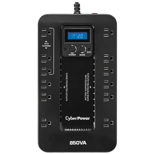 CyberPower EC850LCD — EC850LCD - UPS - STANDBY - 120 VAC - 510WATT - 850VA - 15A - 12 NEMA 5-15R - B