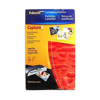 FELLOWES 52045 — GLOSSY POUCHES - LEGAL, 5 MIL, 100 PACK - PRESERVES, PROTECTS, AND ENHANCES IMPO