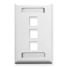 Cablesys ICC-IC107S03WH — ICC ICC-IC107S03WH Faceplate, Id, 1-gang, 3-port, White