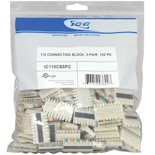 Cablesys ICC-IC110CB5PC — ICC ICC-IC110CB5PC 110 Connecting Block, 5-pair, 100 Pk