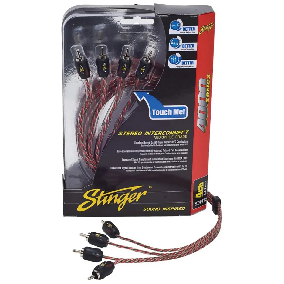 STINGER SI4420 — STINGER 20 ft. 4-Channel RCA Interconnect Cable - 4000 Series