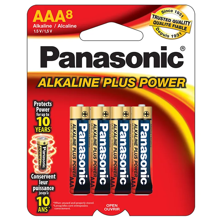 PANASONIC AM4PA8B — Panasonic Alkaline AAA Plus Power Batteries - 8 Count