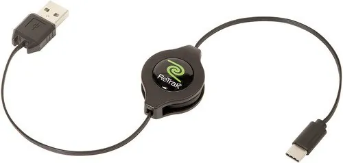 RETRAK EMTESUCAM — ReTrak Retractable USB-C to USB-A Charging Cable