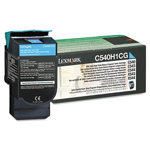 Lexmark C540H1CG — LEXMARK C54X/X543/X544 HIGH YIELD RETURN PROGRAM CYAN TONER CARTRIDGE