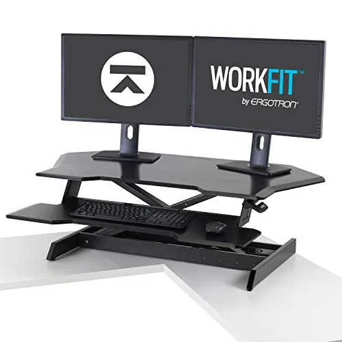 ERGOTRON 33-468-921 — 33-468-921 - WORKFIT CORNER STANDING DESK CONVERTER - BLACK - MOVES WITHOUT BUMP