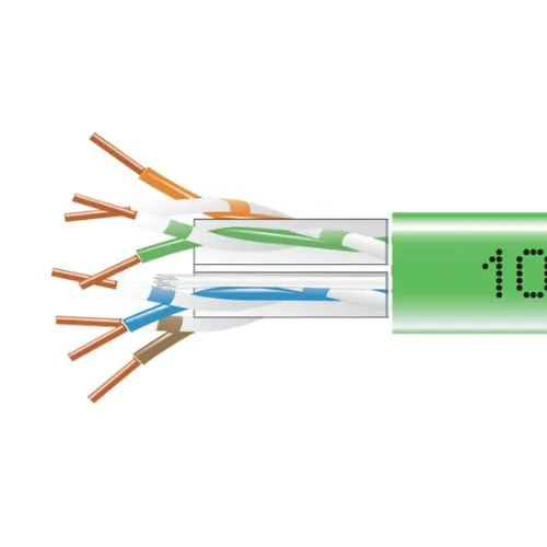 BLACK BOX CORPORATION EYN879B-PB-1000 — CAT6 550-MHZ SOLID ETHERNET BULK CABLE - UNSHIELDED (UTP), CMP PLENUM, GREEN, 10