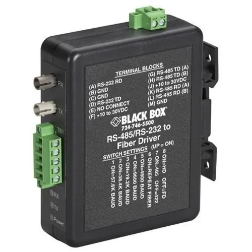 BLACK BOX CORPORATION MED101A — ASYNC RS232/422/485 (2) EXTENDER FIBER - TERMINAL BLOCK TO ST MULTIMODE