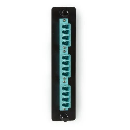 BLACK BOX CORPORATION JPM456C — Low Density 6 LC Duplex Fiber Adapter Panel - Aqua 10G