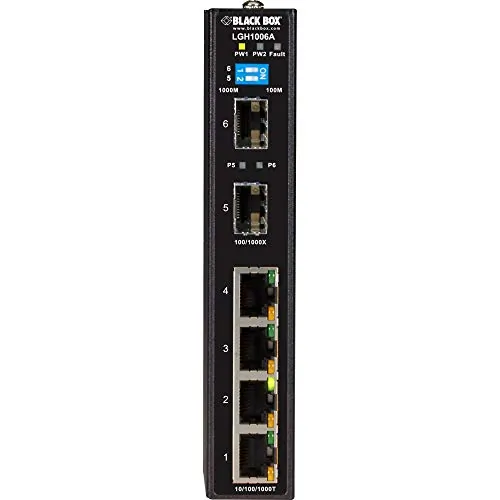BLACK BOX CORPORATION LGH1006A — 6-Port Industrial Gigabit Ethernet Switch for Extreme Conditions