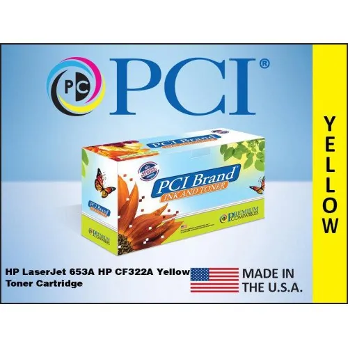 PCI CF322A-PCI — PCI BRAND ECO-FRIENDLY REMAN HP 653A CF322A YELLOW TONER CARTRIDGE 16500 PAGE YI