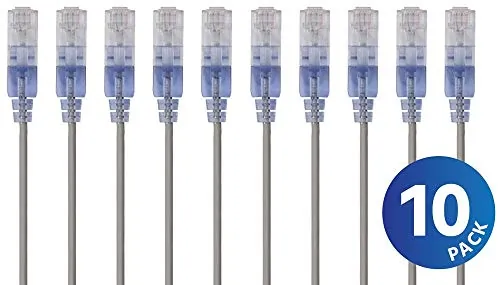 Monoprice 15163 — SLIM CAT6A CABLE - 10PK_ 7FT BULE
