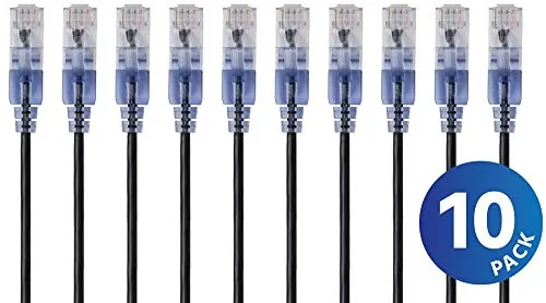 Monoprice 15165 — SLIM CAT6A CABLE - 10PK_ 10FT BLACK