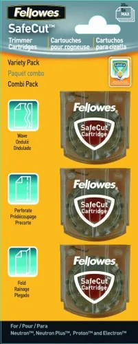 FELLOWES 5411304 — REPLACEMENT SAFECUT BLADE CARTRIDGES - 3PK ASSORTED