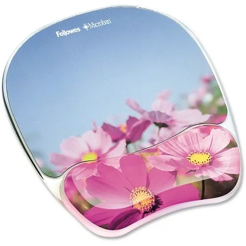 FELLOWES 9179001 — Fellowes Photo Gel Mouse Pad Wrist Rest with Microban® - Pink Flowers - 9.25 x 7.88 x 0.88 Dimension - Multicolor - Rubber, Gel - Stain Resistant, Skid Proof - 1 Pack