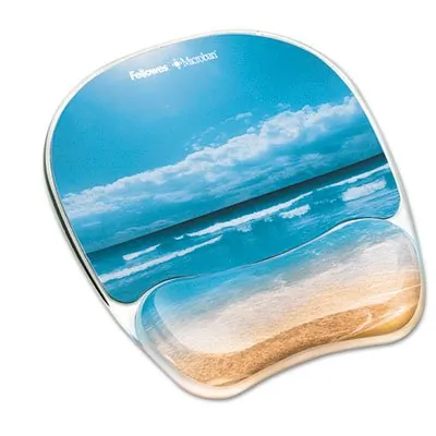 FELLOWES 9179301 — Fellowes Photo Gel Mouse Pad Wrist Rest with Microban® - Sandy Beach - 9.25 x 7.88 x 0.88 Dimension - Multicolor - Rubber, Gel - Stain Resistant, Skid Proof - 1 Pack