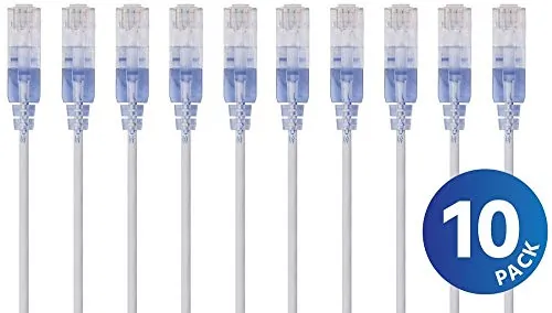 Monoprice 15164 — SLIM CAT6A CABLE - 10PK_ 7FT WHITE