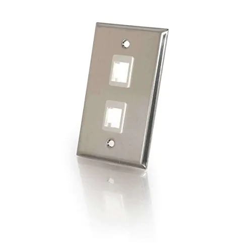 LEGRAND 37094 — 2 PORT SINGLE GANG PLATE STAINLESS TAA - LIFETIME WARRANTY - FLUSH-MOUNT KEYSTON